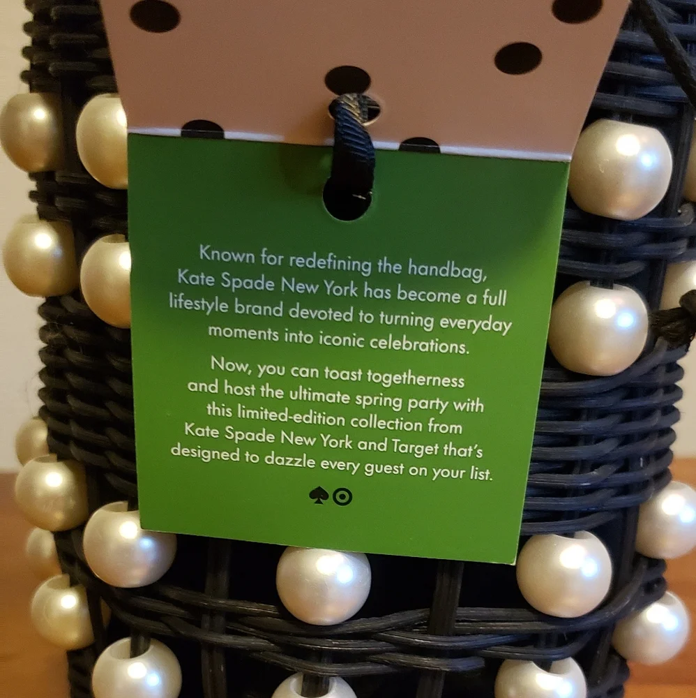 Kate Spade x Target Pearl Embellished Black Wicker Basket Bucket Bag